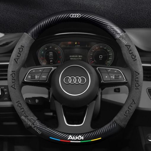 Bọc vô lăng Audi chất liệu Da lộn 3D & sợi Carbon cao cấp