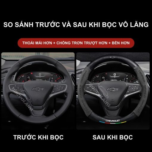 Bọc Vô Lăng Xe Chevrolet Da Lộn & Sợi Carbon Đẳng Cấp, Thời Thượng