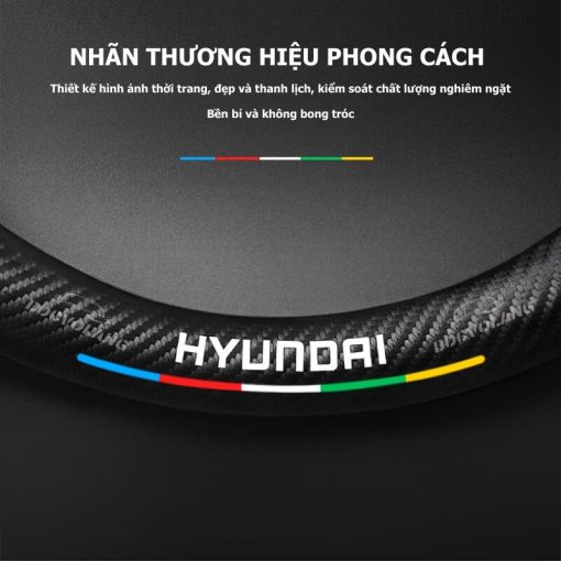 Bọc vô lăng xe Hyundai Da lộn 3D & Sợi carbon cao cấp