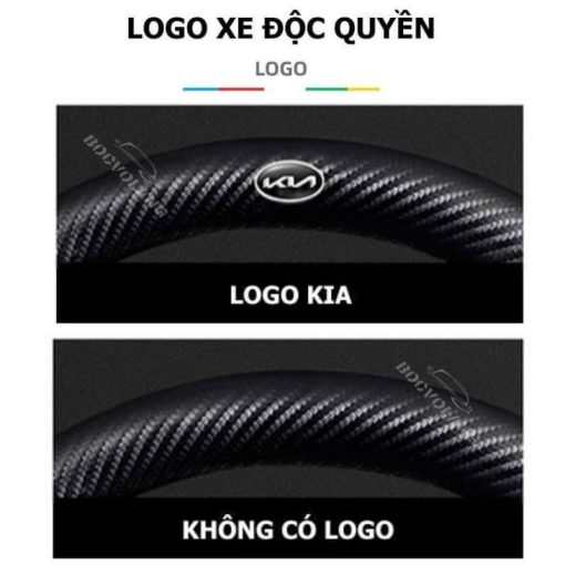 Bọc vô lăng xe KIA Da lộn 3D & Sợi carbon cao cấp