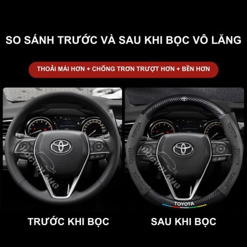 Bọc vô lăng xe Toyota da lộn & sợi carbon cao cấp