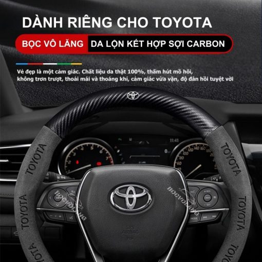 Bọc vô lăng xe Toyota da lộn & sợi carbon cao cấp