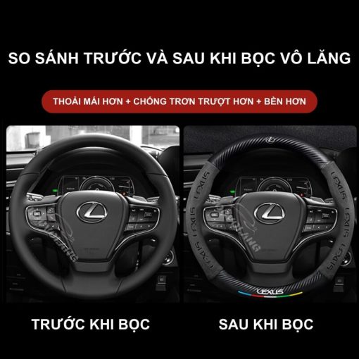 Bọc vô lăng Lexus chất liệu Da lộn 3D & sợi Carbon